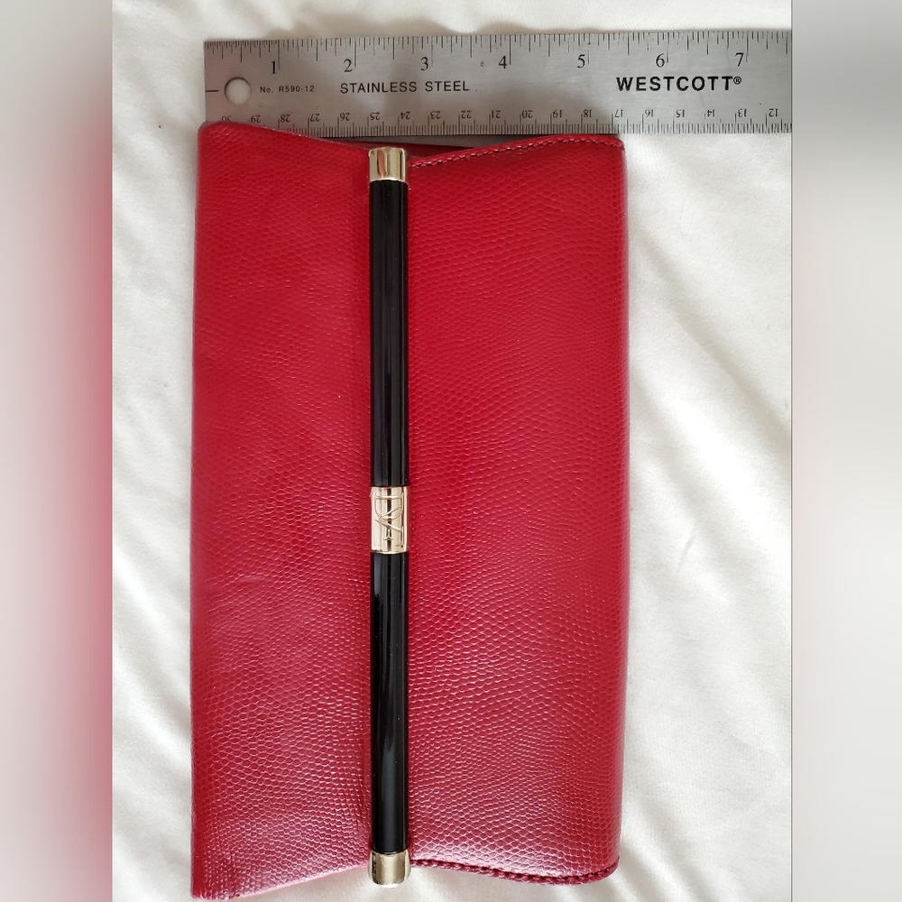Diane Von Furstenberg Red Lizardskin Leather Envelope Clutch Wallet purse - Picture 5 of 14
